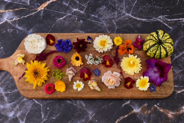 A selection of late season edible British flowers grown by Yorkshire Edible Flowers
